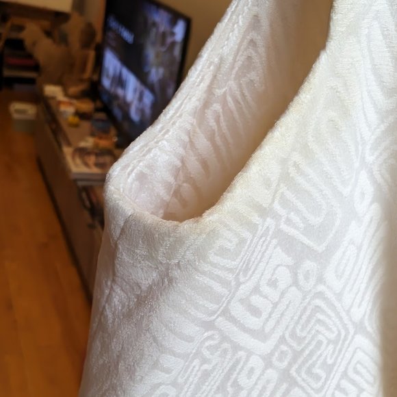 CATHERINE MALANDRINO White 100% Silk Grommet V Neck Cocktail Dress Size 4 - Picture 16 of 16